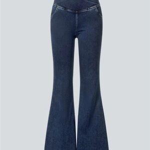 HALARA Blue Flare Wide Leg Jeans High-Rise Retro